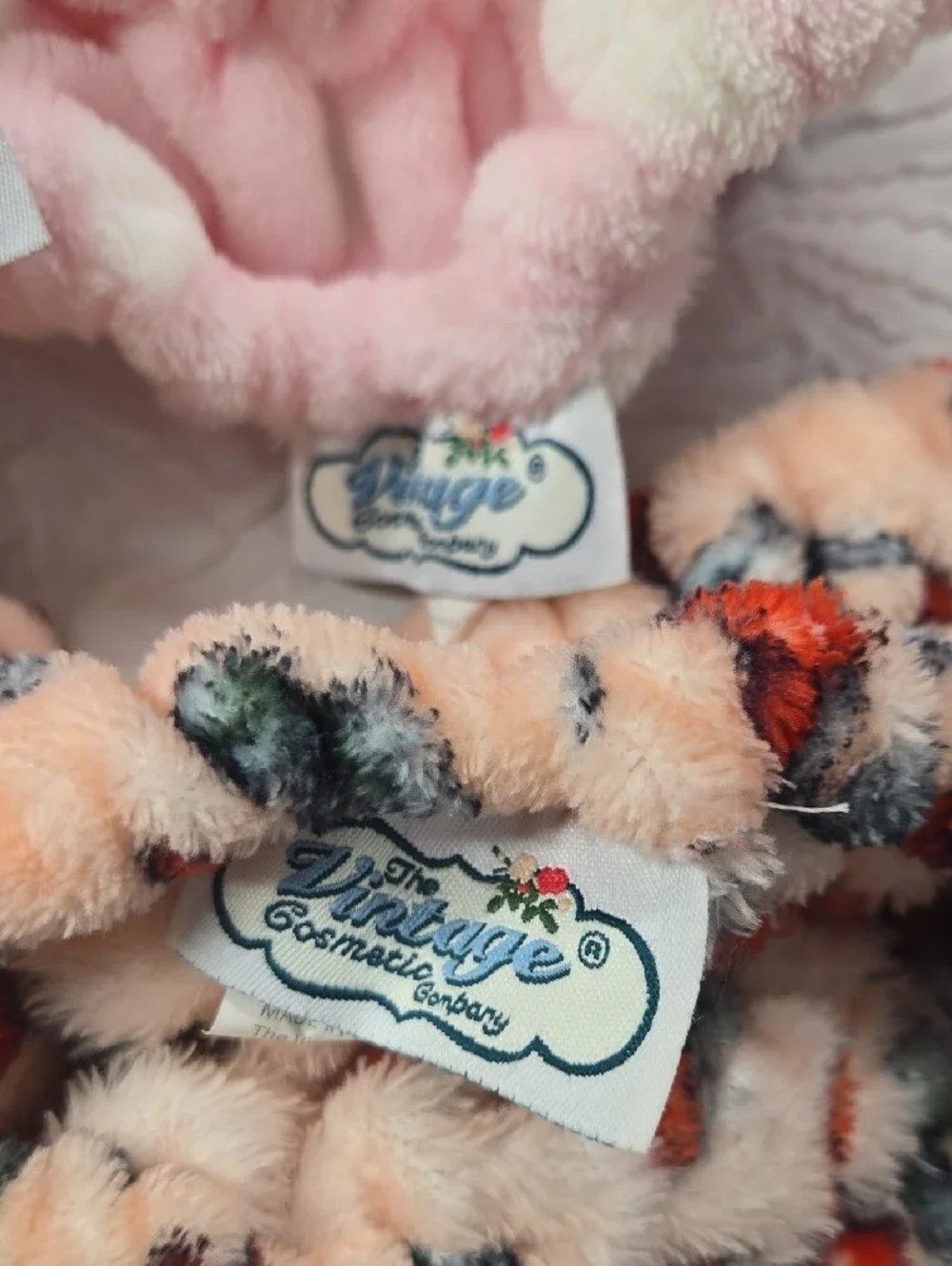 Plush Bow Kids Hair Scrunchies - Pink, Peach & White